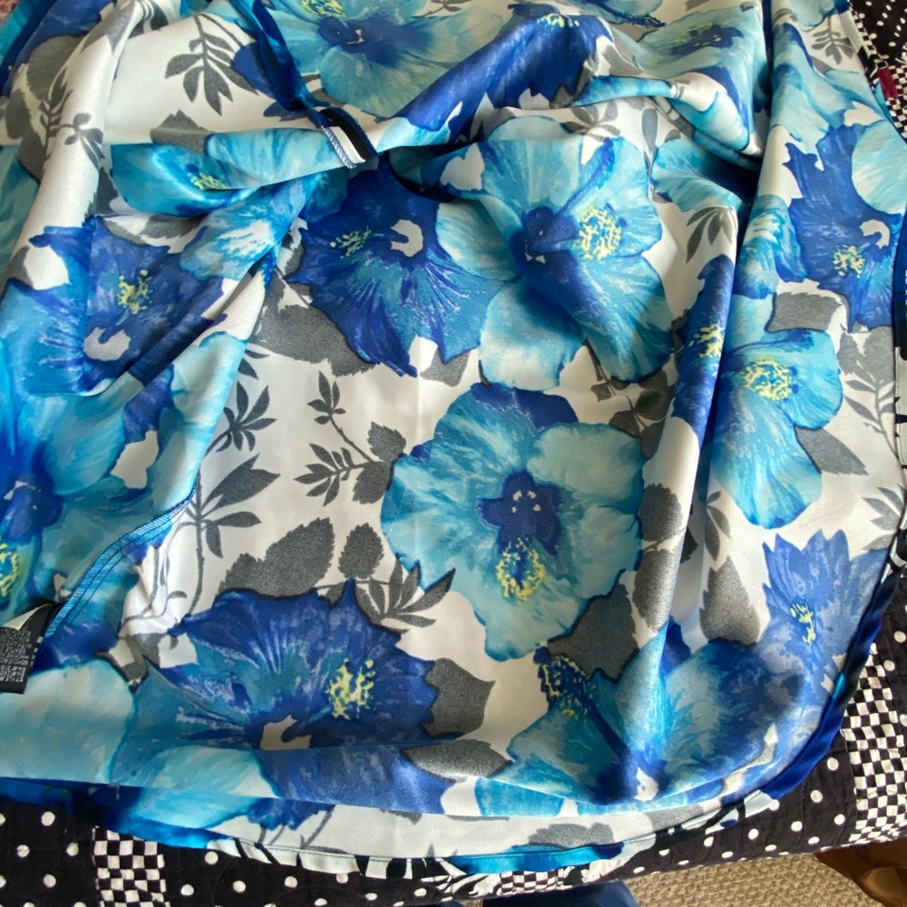 Sleeveless AB Studio Blue Floral Dress - Picture 5 of 16